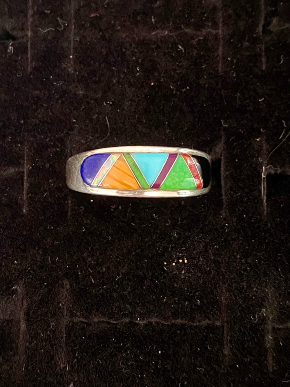 Sheryl Martinez Sterling Silver Multicolor Inlay Band Ring - Picture 4 of 10